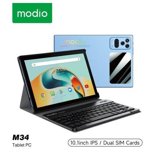 Modio M34 Educational Tablet, 8GB+512GB(64GB Internal), 10.1" 13MP Camera, LTE Dual Sim, Blue