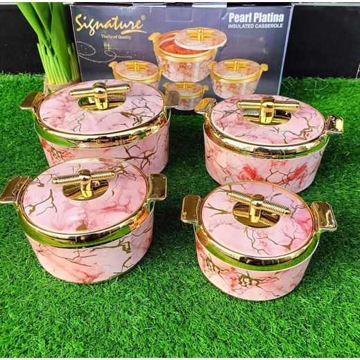 Hot Pot Set Of 4 Pieces Pearl Platina Hotpots  0.7 ltrs 1.0 ltrs 1.7 ltrs 2.5 ltrs