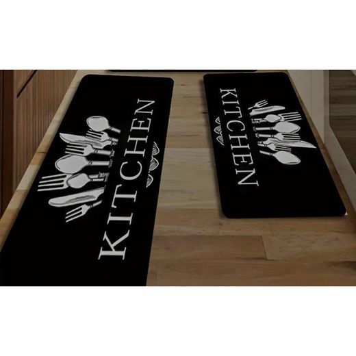 Generic High quality HEAVY grip Rubber underside floor 2pcs set 3D kitchen mat NON SLIP