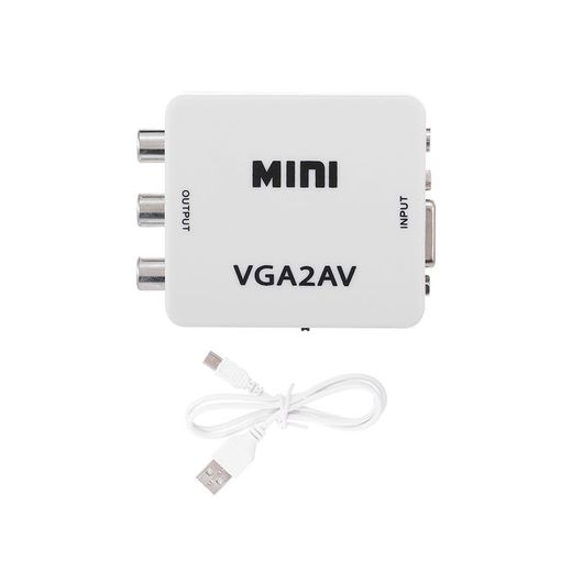 Generic VGA to AV Adapter - Mini VGA Converter - 1080p Support - White - image 2