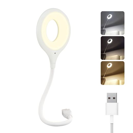 Generic Smart LED Voice-Control Table Lamp - White, Dimmable, Flexible Gooseneck, USB Powered - image 3