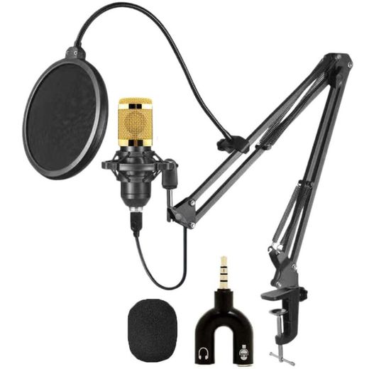 Bm BM800 Professional Studio Recording Condenser Microphone Set with U Shape, Scissor Arm, Pop Filter Podcast Broadcasting Mic for YouTube, Gaming and Home Studio Recording - Black