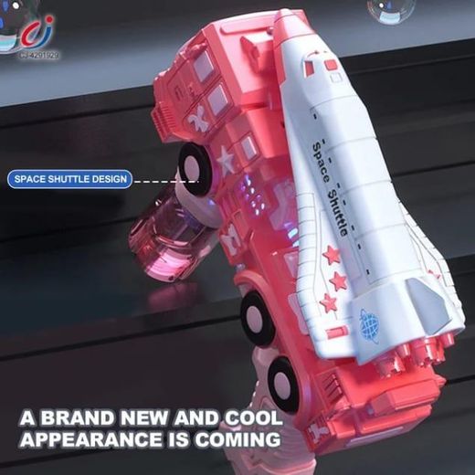 Generic NEW UPGRADED SPACE SHUTTLE & TRUCK-STYLE ELECTRIC MULTI-HOLE BUBBLE GUN WITH BUILT-IN LED LIGHTS  PREMIUM BUBBLE MACHINE FOR KIDS & ADULTS (blue and red) - image 2