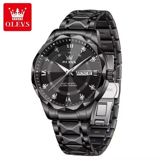 Olevs Luxury Men’s Wrist Watch Black – Stainless Steel, Day Date Display, Luminous, 3ATM - image 3