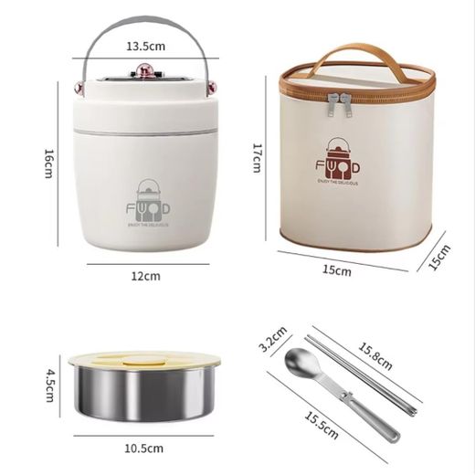 Generic Multilayered Stainless Steel  Insulated Food Flask 1.3L Capacity Lunch Box Bowl & Spoon for Kids & Adults Heat Retention 12Hrs+ - image 3