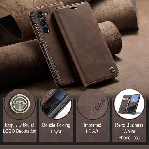 Generic Samsung Galaxy A51 Brown Retro Wallet Flip Protective Cover, Premium PU Leather Case with Card Slots Kickstand and Magnetic Closure - image 3