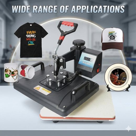 Generic 8 in 1 Heat Press Machine 38x30cm T-Shirt Press Mug Printing Machine Multifuctional Heat Transfer Machine for T-Shirt Mug Hat Plate Sublimation Printing