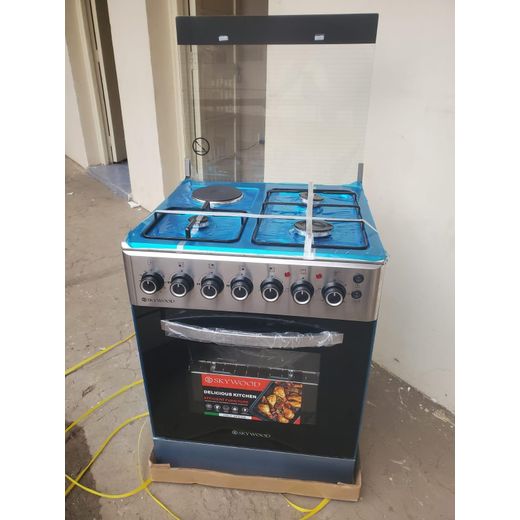 Skywood 50x55 Standing Cooker with 3 Gas Burners + Electric Hotplate & Multi-Functional Oven