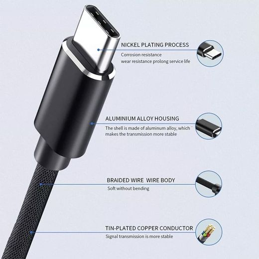 Generic USB-C to USB Micro B Cable 5 Pin Charging Cord Support OTG Charge & Sync 1m - image 2
