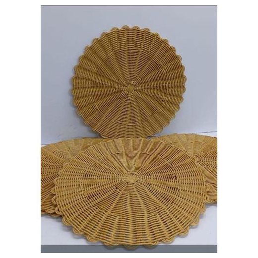 Generic Heavy-Duty Rattan Quality Table Mats 6 Pieces Set 38cm Diameter Natural Woven Heat Resistant Dining Placemats Eco Friendly Non Slip Round Mats for Stylish Home Kitchen Dining Decor - image 2