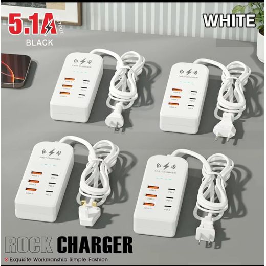Generic 6 in 1 USB Charger Station 5.1A Fast Charging Multiport PD Type C Desktop Adapter Hub - image 2