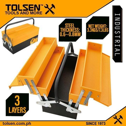Tolsen Tool Box Toolbox Cantilever 3 Layers Metallic Tool Box Size 495 X 200 X 290mm