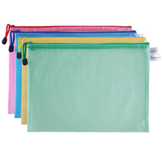 Mesh 4Pcs A5 Zipper Pouch, Document Bag, stationery organizer, multi-purpose storage, transparent pouch, colored zipper bag, travel organizer, office supplies, school supplies - image 2