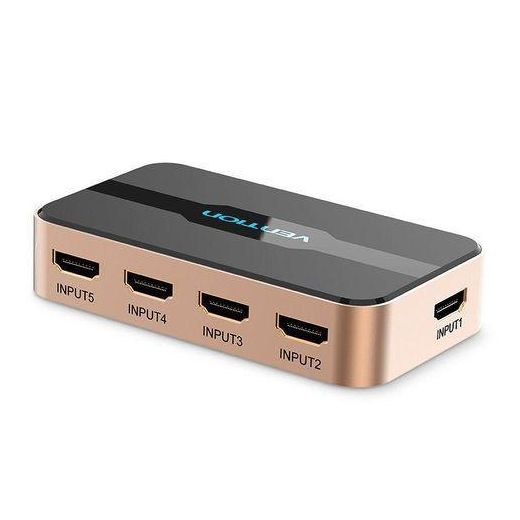 Vention HDMI Switcher 5 In 1 Out (Gold color)