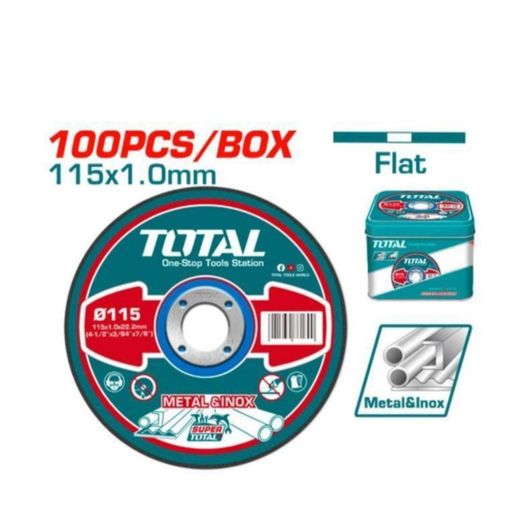 TOTAL 115mm Abrasive Metal Cutting Disc Set - 100 Pieces Tin Box (TAC210115100)