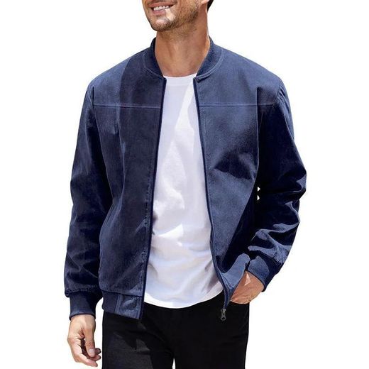  Long Sleeve Khaki Bomber Jacket - Navy blue