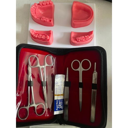 Generic Dental Suturing Practice Kit with Silicone Models & Surgical Instruments