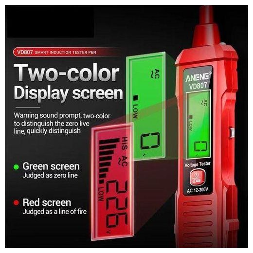 Aneng  Non-Contact Voltage Tester Pen, Smart Electrician Circuit Detector with LCD Display & Audible Alert for 12-300V AC Current, Portable Electrical Tester for Home, Automotive, Fridge - image 3