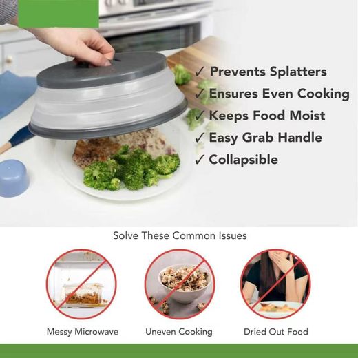 Generic Microwave Splatter Cover for Food, Collapsible & Vented Silicone Splatter Guard Lid - Microwave Plat, Dish Cover with Handle - BPA-Free Kitchen Gadget for Meal Prep,Medium Size - image 4