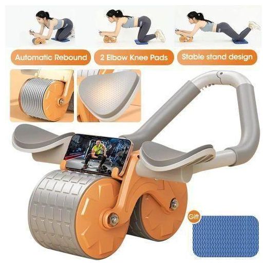 Ab Wheel, Ab Abdominal Exercise Roller With Extra Thick Knee Pad Mat, Automatic Rebound Abdominal Wheel For Core And Abdominal Strength Training, Home Gym Handy Workout Equipment