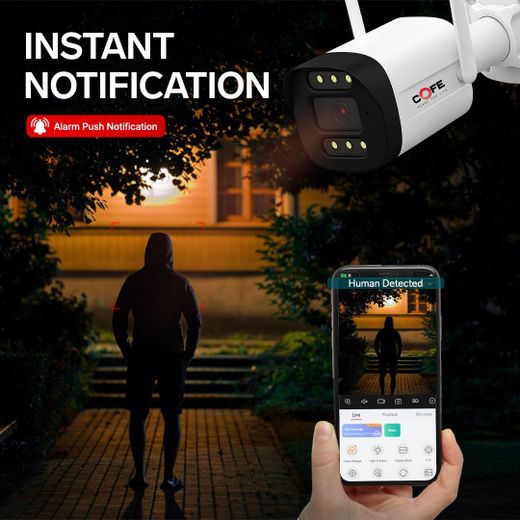 COFE 3MP 4G SIM BASED Smart Security Camera AI Human Detection Full-Color Night Vision Two-Way Talk Motion Alert Cloud & TF Card Support (CF-4G-BP07) - image 4