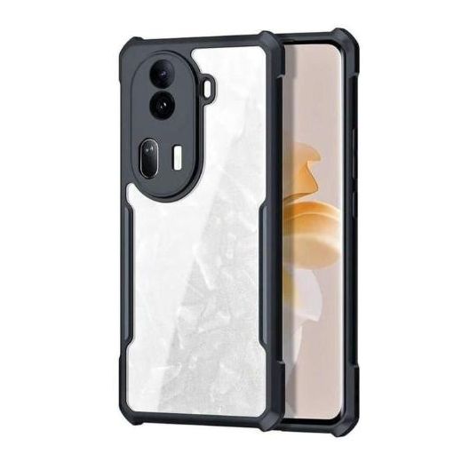 Xundd Oppo Reno 11 Pro Phone Case, Shockproof Transparent Protective Cover with Black Edges, Clear Case with Raised Bezels for Screen and Camera Protection