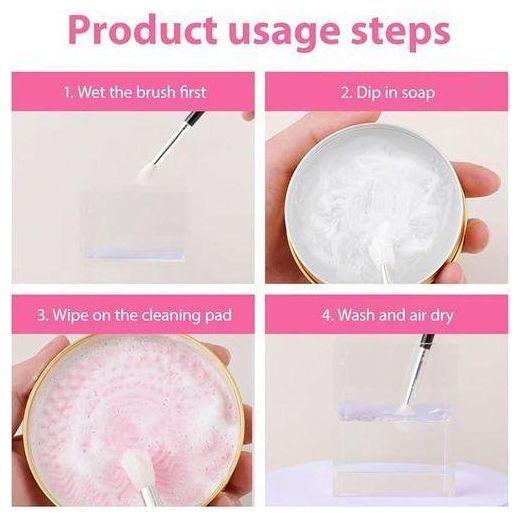 Generic 1-pack makeup brush cleaner, makeup brush cleaning set: solid soap and cleaning pad - image 4