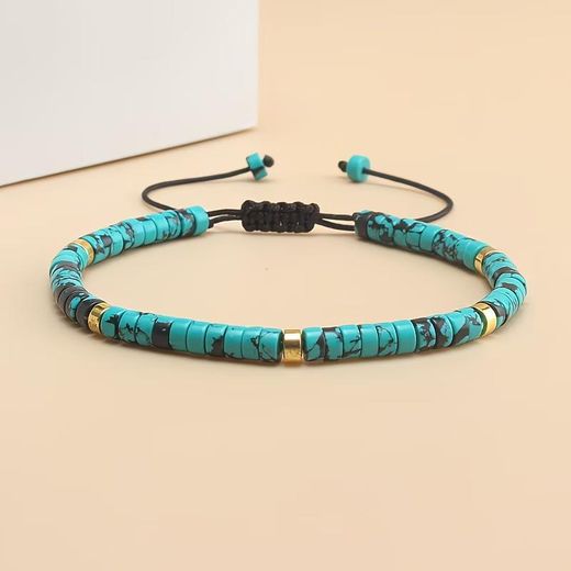 Fashion Adjustable Turquoise Beaded Bracelet - Unisex Natural Stone Braided Cord Bracelet for Love, Happiness & Health, Boho Style Jewelry for Men & Women - image 3