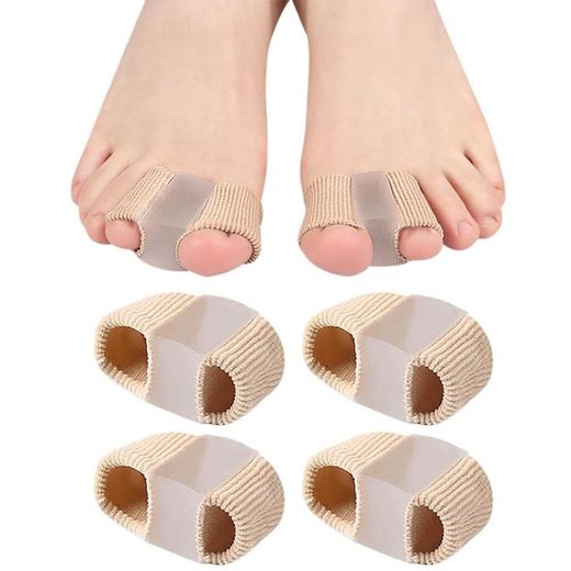 WEJESS 4 Pcs Toe Separator Sleeves, Soft Breathable Big Toe Corrector with Gel Toes Spacer Cushion, Crooked Hammer Toes Overlapping Toes Straightener Sleeves for Big Toe Alignment Bunion Relief