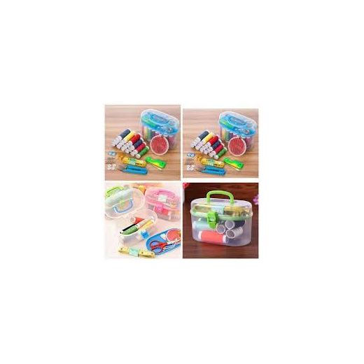 Generic Portable Sewing Kit Storage Box Set With Thread Spools Needles Scissors & Tape Measure - image 2