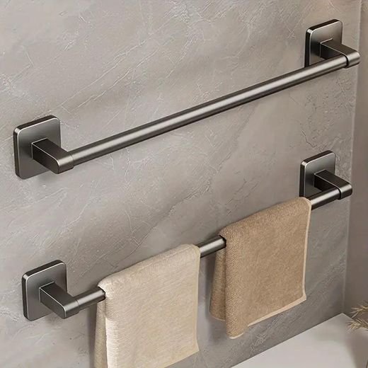Generic 1 pcs 40cm GreyTowel Rack, Bathroom Non-punching Wall Rack, Towel Single Bar Toilet Toilet Storage Hanger, Strong Bearing Capacity Single Bar Bracket, Suitable for Towels and Face Cloths, Space-saving Bathroom Storage Box, for Home and Kitchen Use