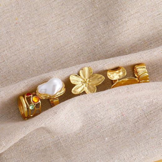Fashion 6 Pcs Pearl Rings Set Gold Knuckle Finger Ring with Crystal for Women - image 4