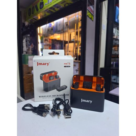 Jmary MW-16 Dual 2.4G Wireless Lavalier Microphone with Charging Case - Plug & Play for Mobile & Camera