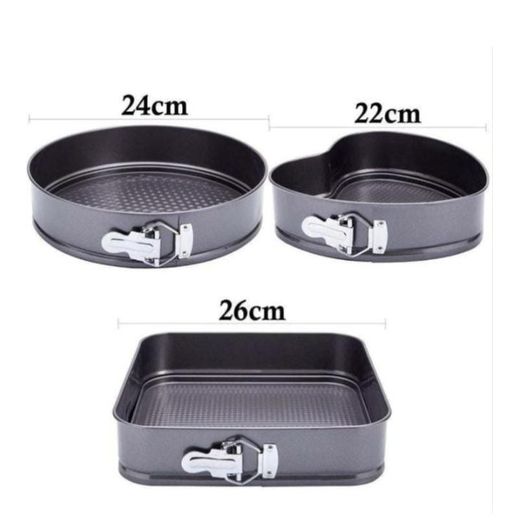 Generic BakeMaster 3-in-1 Multi-Shape Baking Tin Set – Heart, Round & Square Pans In One! - image 2