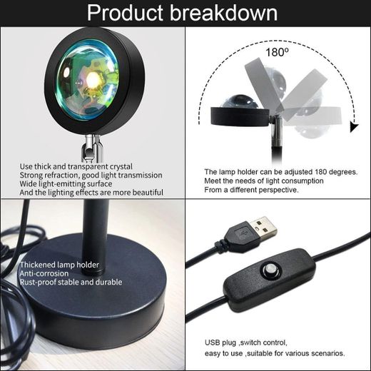 Generic Smart Bluetooth Night Rainbow Sunset Projector Lamp For Home Coffe Shop Background Wall Decoration Atmosphere Table Lamp - image 2