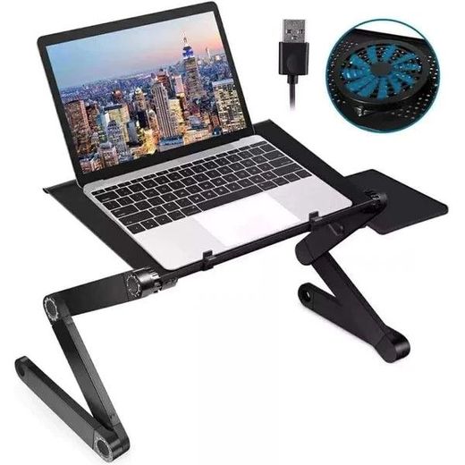 Generic Adjustable Laptop Stand with Cooling Fan & Mouse Pad for 17 Inch Computer, Portable Ergonomic Lap Desk for Bed Sofa Couch Office - image 2