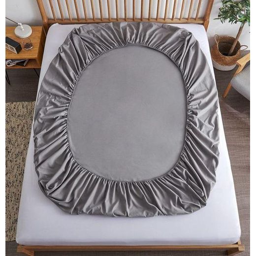 Generic 1 PC Grey Elastic Fitted Bed Sheet - image 3