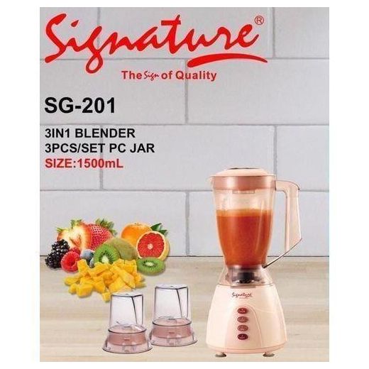 Signature 3in1 Blender Grinder Mincer Smoothie Maker,1.5L Unbreakable Jar 3 Speed With 1 Pulse