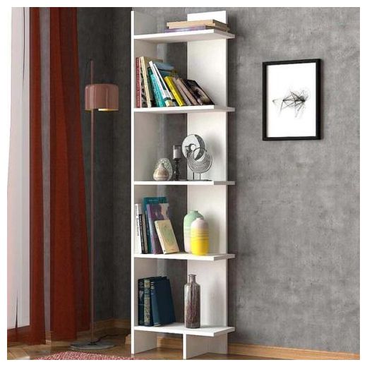 Generic Sly Corner Bookshelf Décor Stand Teak and White