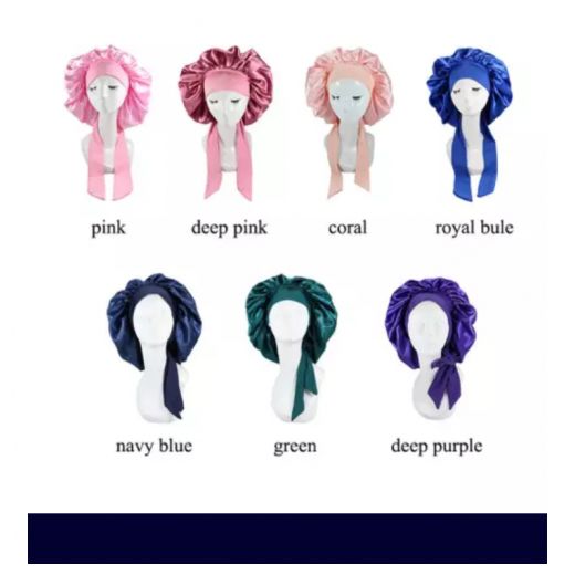 Generic Satin Long Bonnet with Scarf - Assorted Colors - 0.5 kg - Hair Protection for All Hair Types - image 4