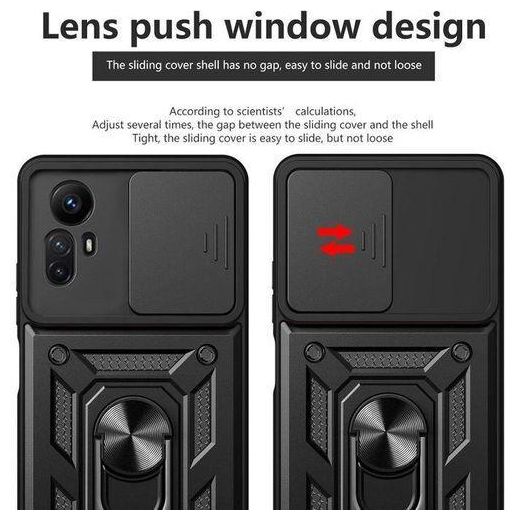 Generic Xiaomi Redmi Note 12s Phone Case with Sliding Camera Lens Cover and 360° Rotating Ring Cover - image 2