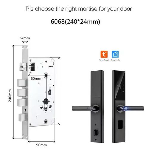 Generic SMART BIOMETRIC LOCK Recognition smart lock for front Door Tuya Electronic Biometric Fingerprints,Password,key,Remote unlocking, - image 4