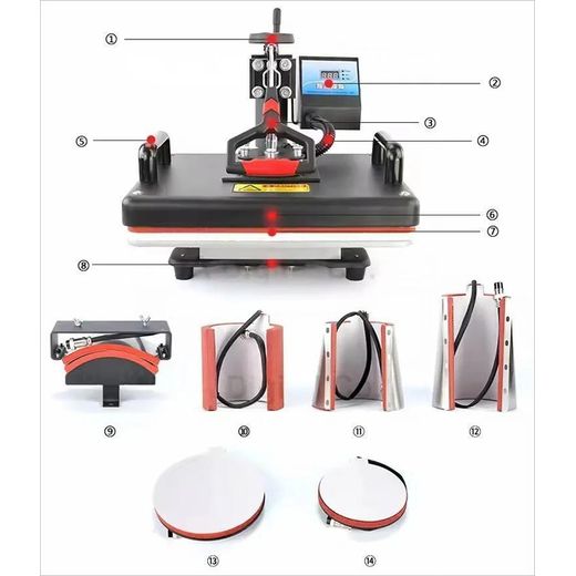 Generic Heat Press Machine 8 in 1 Sublimation Heat Transfer T-Shirt Garment Clothing Printing Machine - image 4