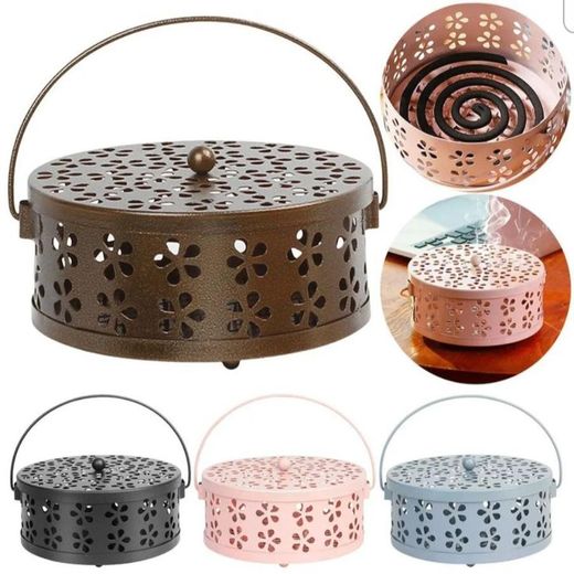 Generic Premium Iron Mosquito Coil Holder Incense Box with Cover – Fireproof Anti-Scaling Mosquito Coil Burner