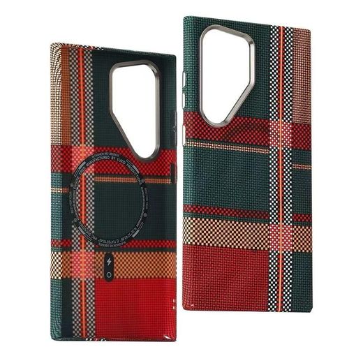 Generic LUXO/Free Air Carbon Classic Checkerboard Texture Slim PC Case with Magnet, MagSafe Compatible Cover for Samsung Galaxy S22 Ultra - image 2
