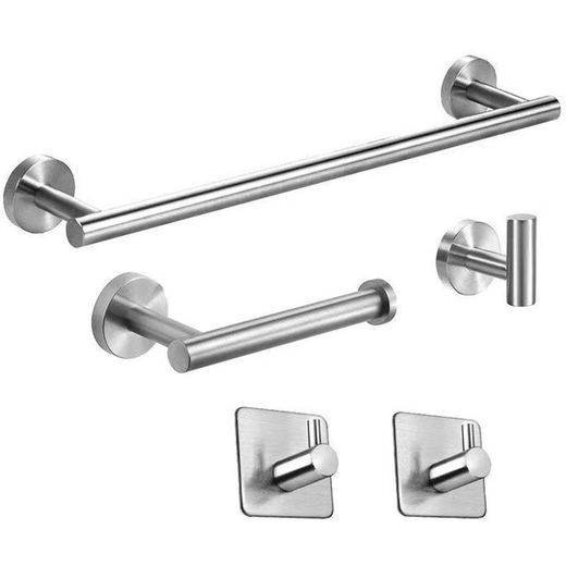 Generic 5Pcs Bathroom Hardware Accessories Set Towel Rack Robe Hooks Toilet Paper Holder