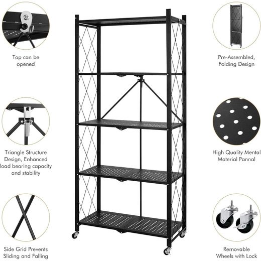 Generic 5 Tiers Foldable & Movable Kitchen Storage Rack - image 2