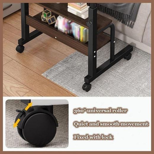 Generic  Adjustable Height Desk, Laptop Computer Table Home Office Desk With Storage Rack For Small Space, Mobile Compact Desk On Wheels, - image 4