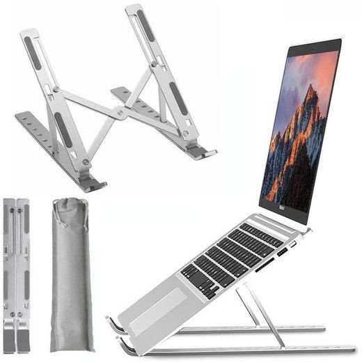 Generic Aluminium Laptop Stand Heavy Duty Foldable Adjustable Computer Notebook Holder with Ergonomic Viewing Height and Stable Anti-Slip Base