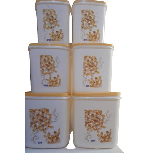 Adix Adix Set of 3 Plastic Food Storage Containers - Airtight, White & Yellow, 4500ml to 8000ml - image 2